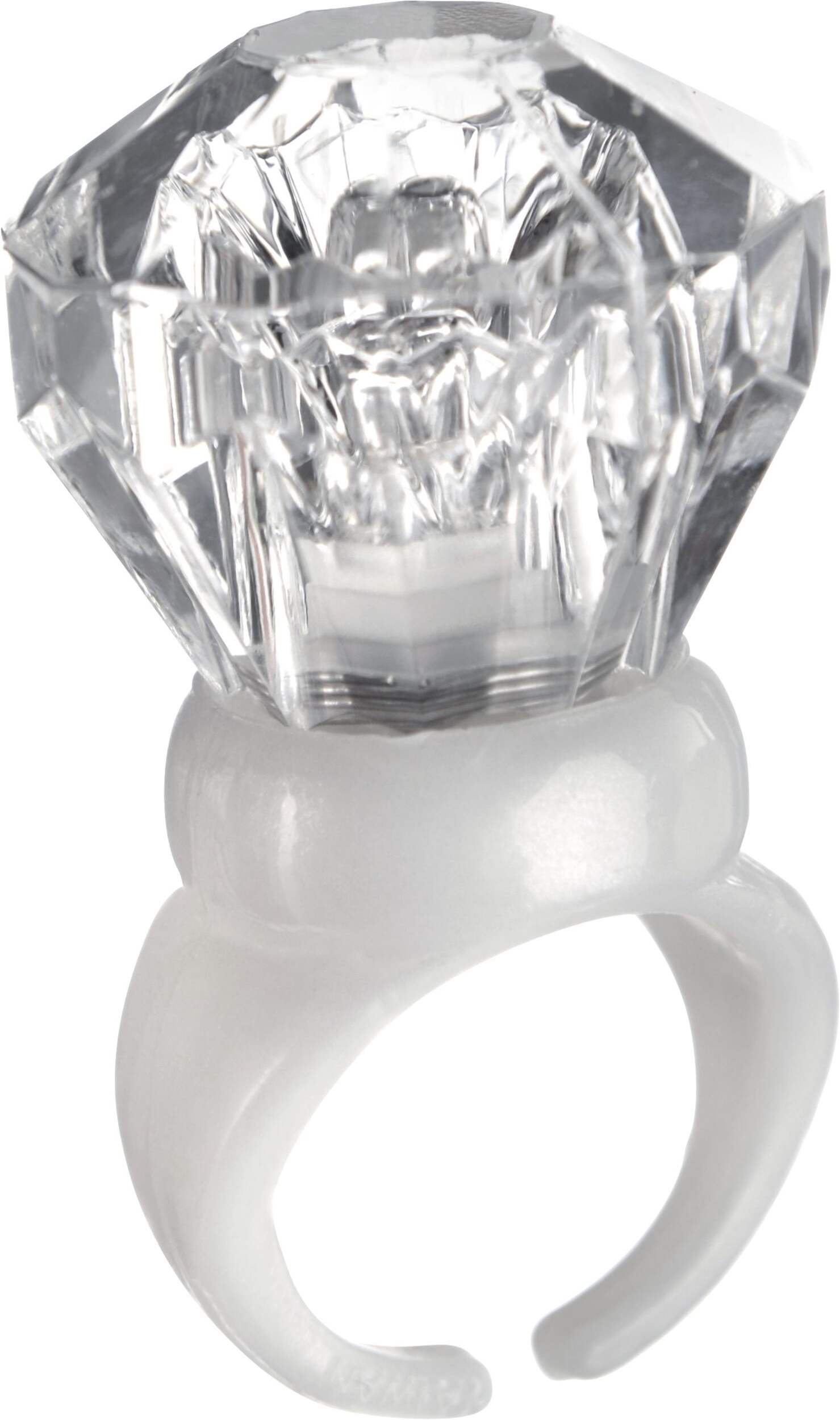 Giant Flashing Light-Up Engagement Ring Jewelry, White, One Size, Wearable Accessory for Engagement/Bachelorette Party Front_Angled_Right