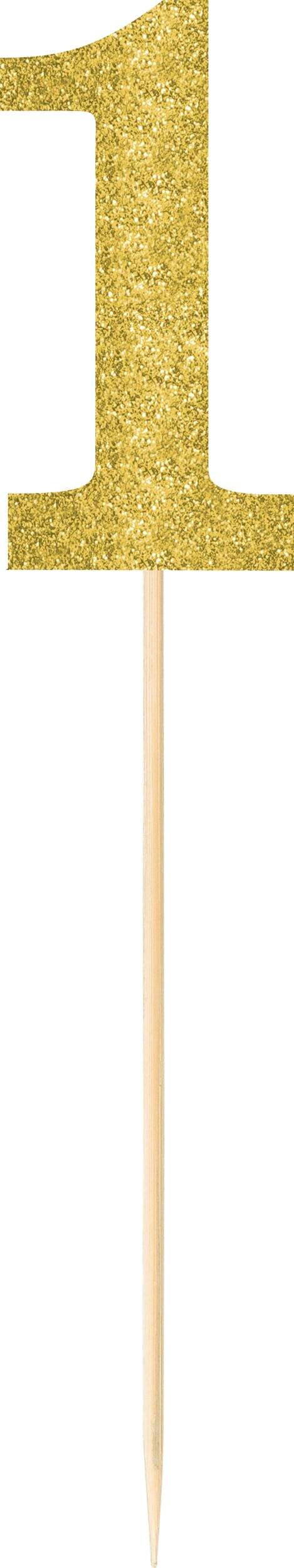 Large Glitter Gold Number 1 Picks, 2-pk | Party City