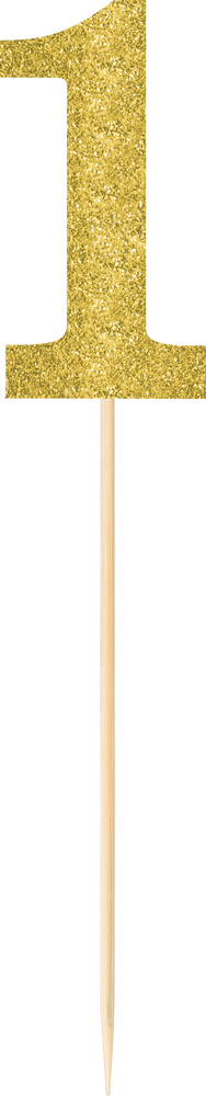 Large Glitter Gold Number 1 Picks, 2-pk | Party City