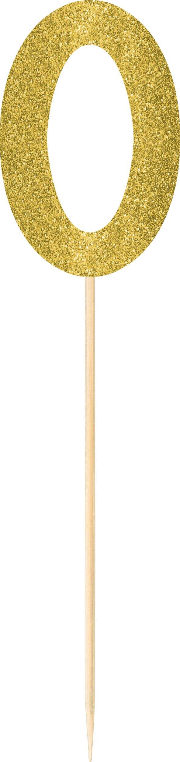 Large Glitter Gold Number 0 Picks, 14.5-in, 2-pk Front_Flat