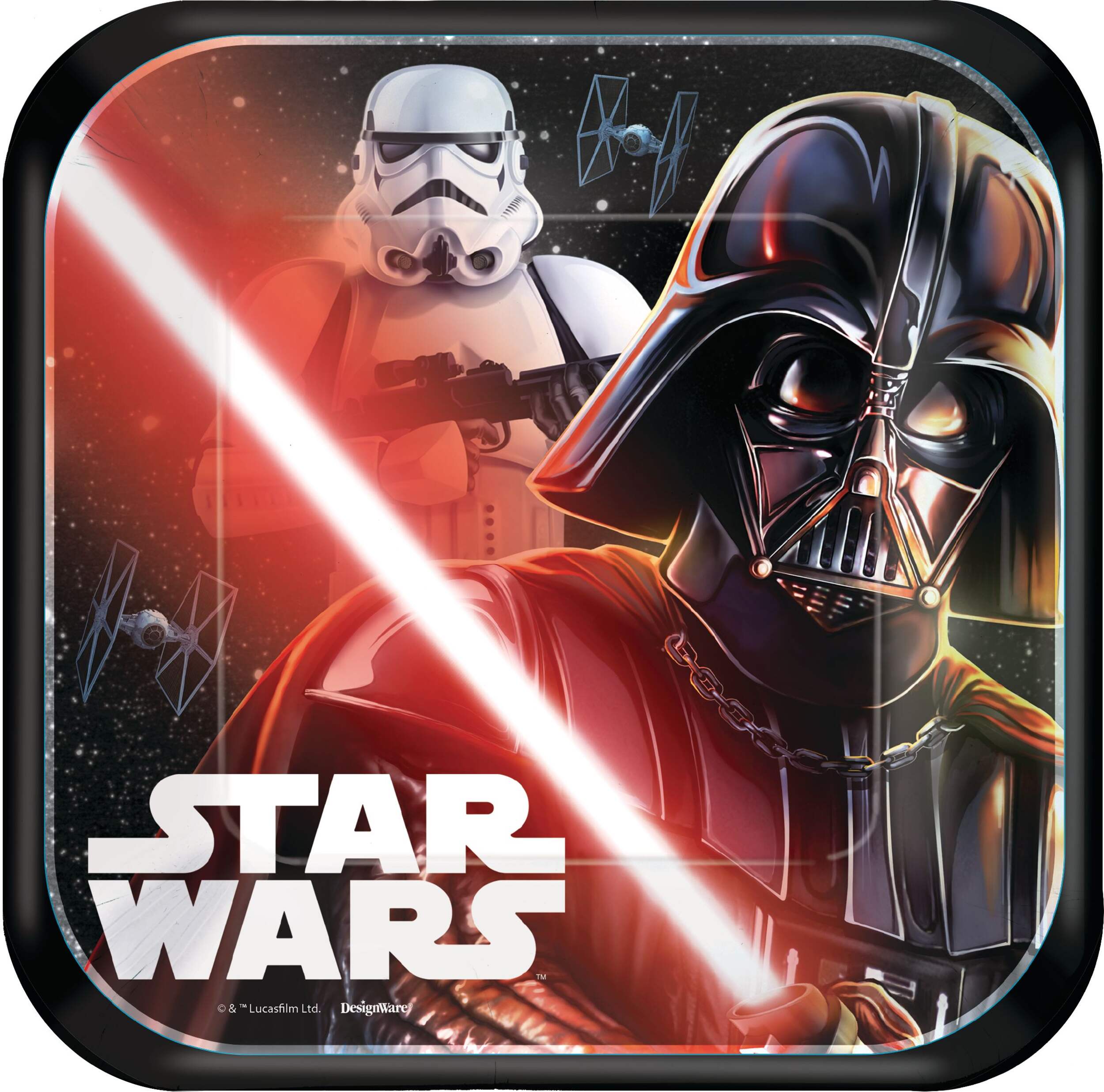 Assiettes à dessert carrées en papier Star Wars, 2 modèles, paq. 8 Overhead_Flat