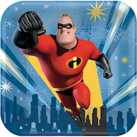 Disney Incredibles 2 Square Birthday Party Dessert Plates, 8-pk Front_Flat