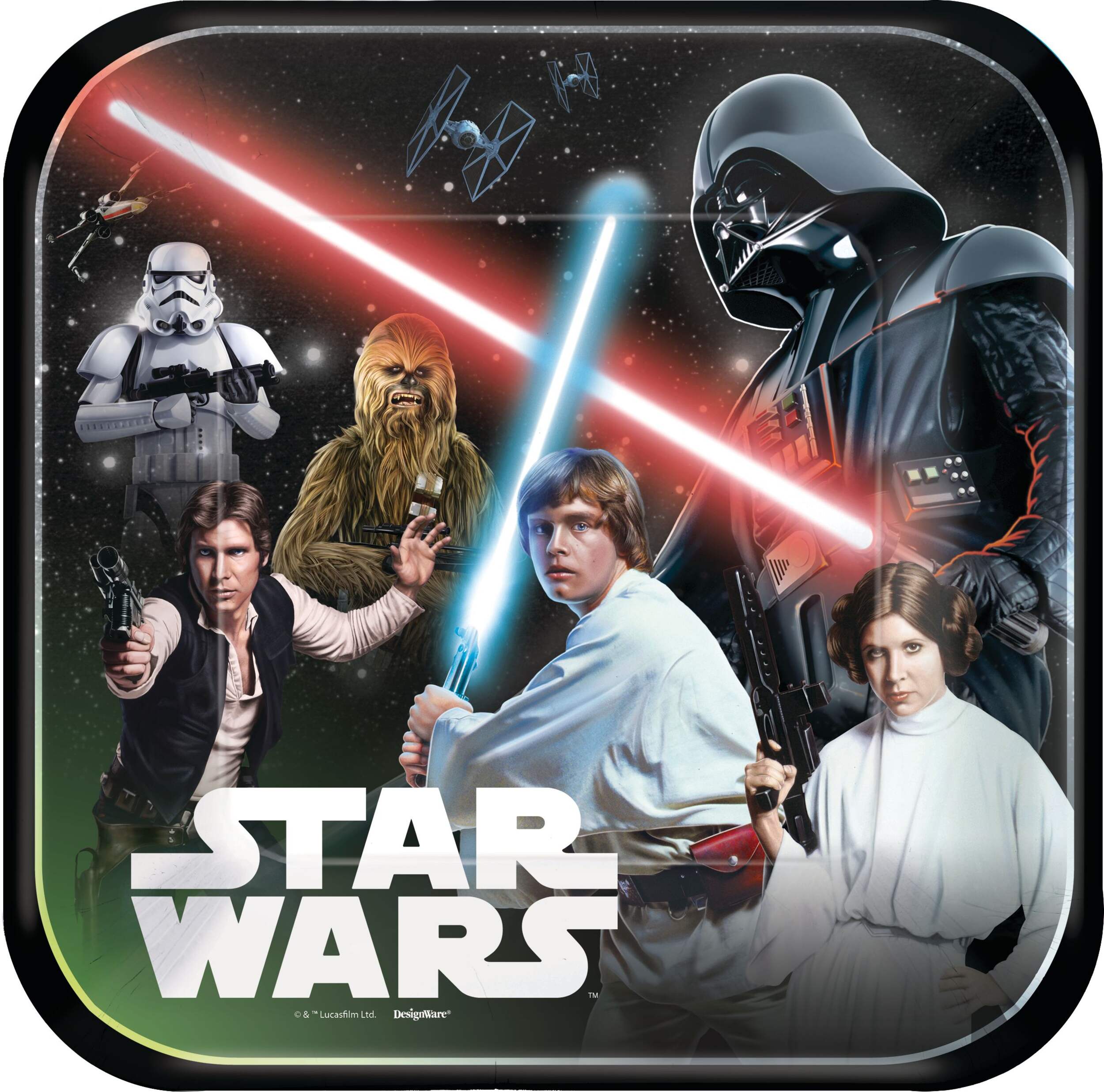 Star Wars Square Lunch Paper Plates, 9-in, 8-pk Overhead_Flat