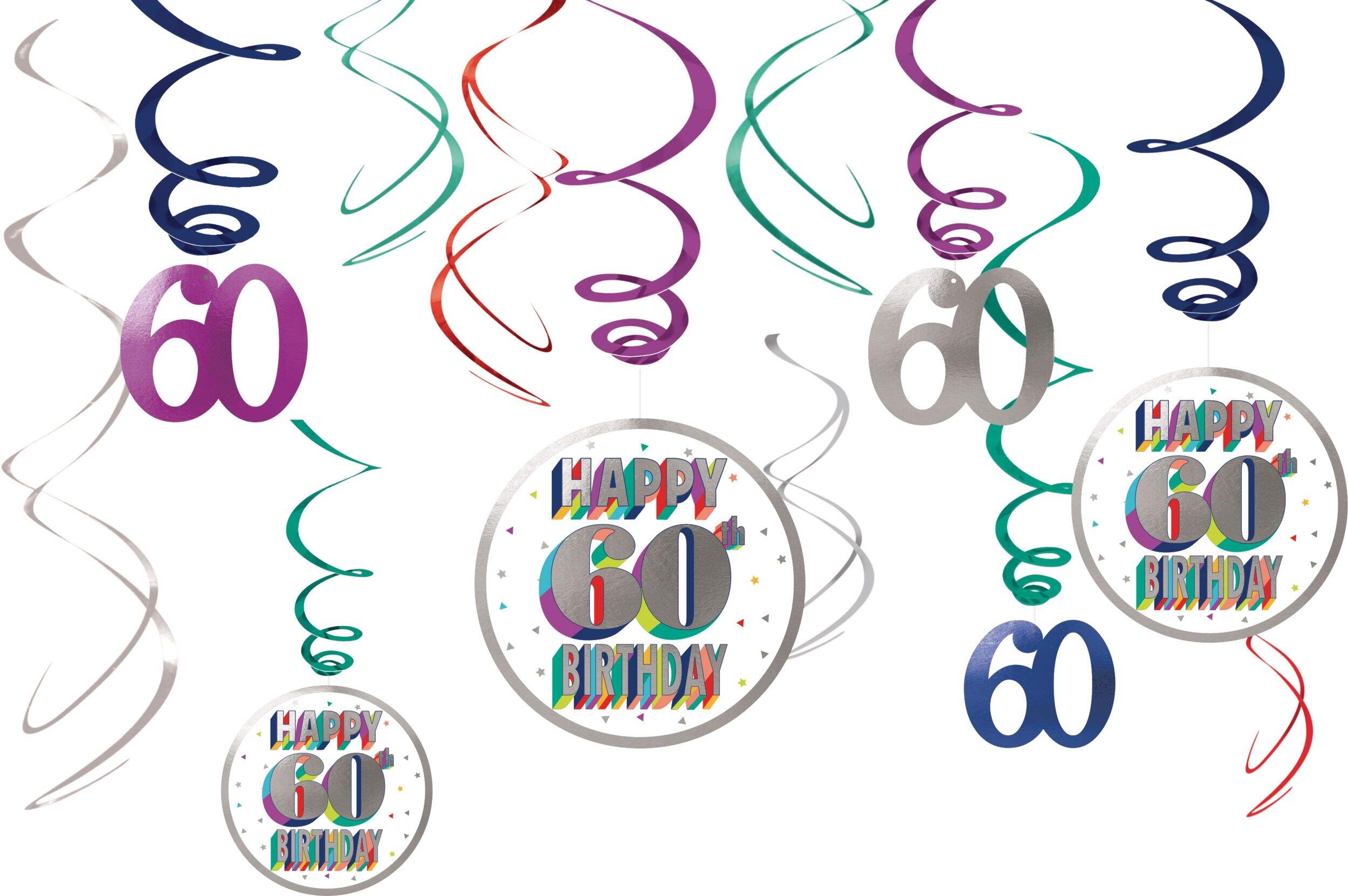 Décorations en spirale pour 60e anniversaire, paq. 12 Front_Flat