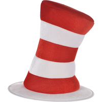 Dr. Seuss Cat in the Hat Foam Top Hat, Red/White, Adult, One Size Front_Flat