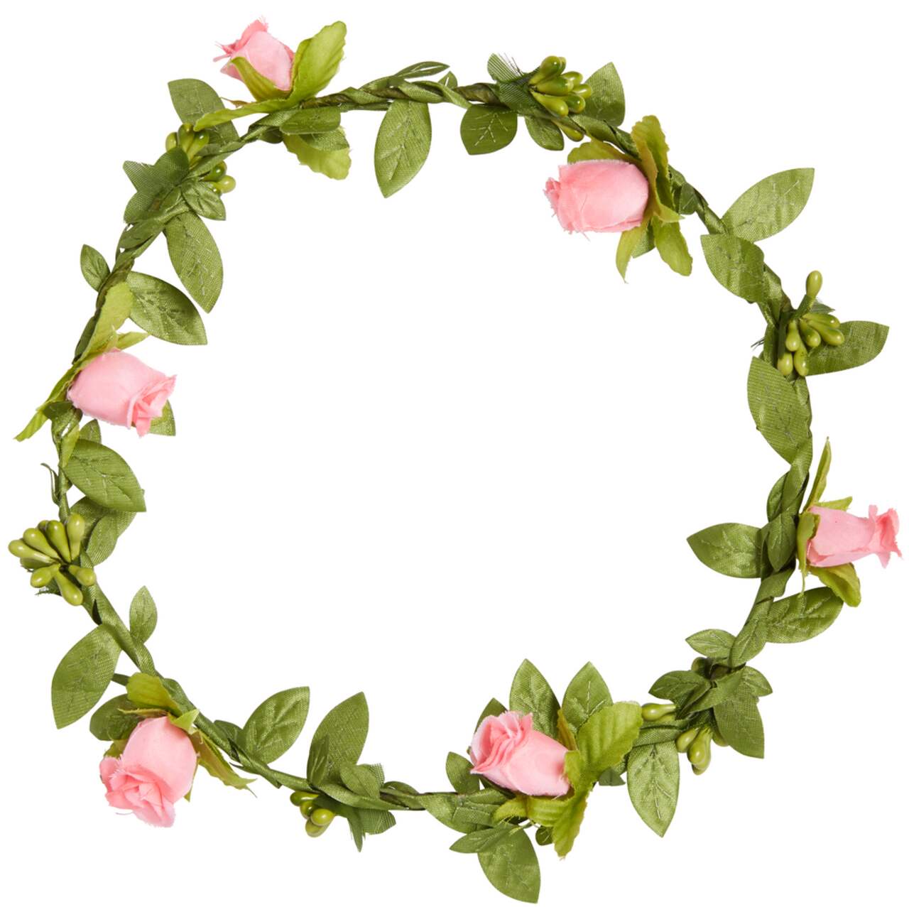 Mint to Be Flower Crown Wreath Headband, Green/Pink, One Size