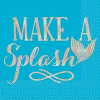 Serviettes pour boissons pour fête d'anniversaire sirène enchantée Make A Splash, paq. 16 Overhead_Flat