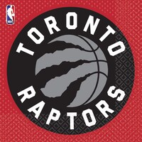 National Basketball League NBA Toronto Raptors Square Paper Disposable Lunch Napkins, Red/Black, 6.5-in, 16-pk, 2-ply, for Sports Party Overhead_Flat