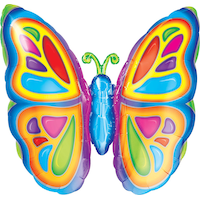 Ballon en aluminium satiné, papillon, arc-en-ciel, 26 po, gonflement à l'hélium et ruban inclus, pour l'été Front_Flat