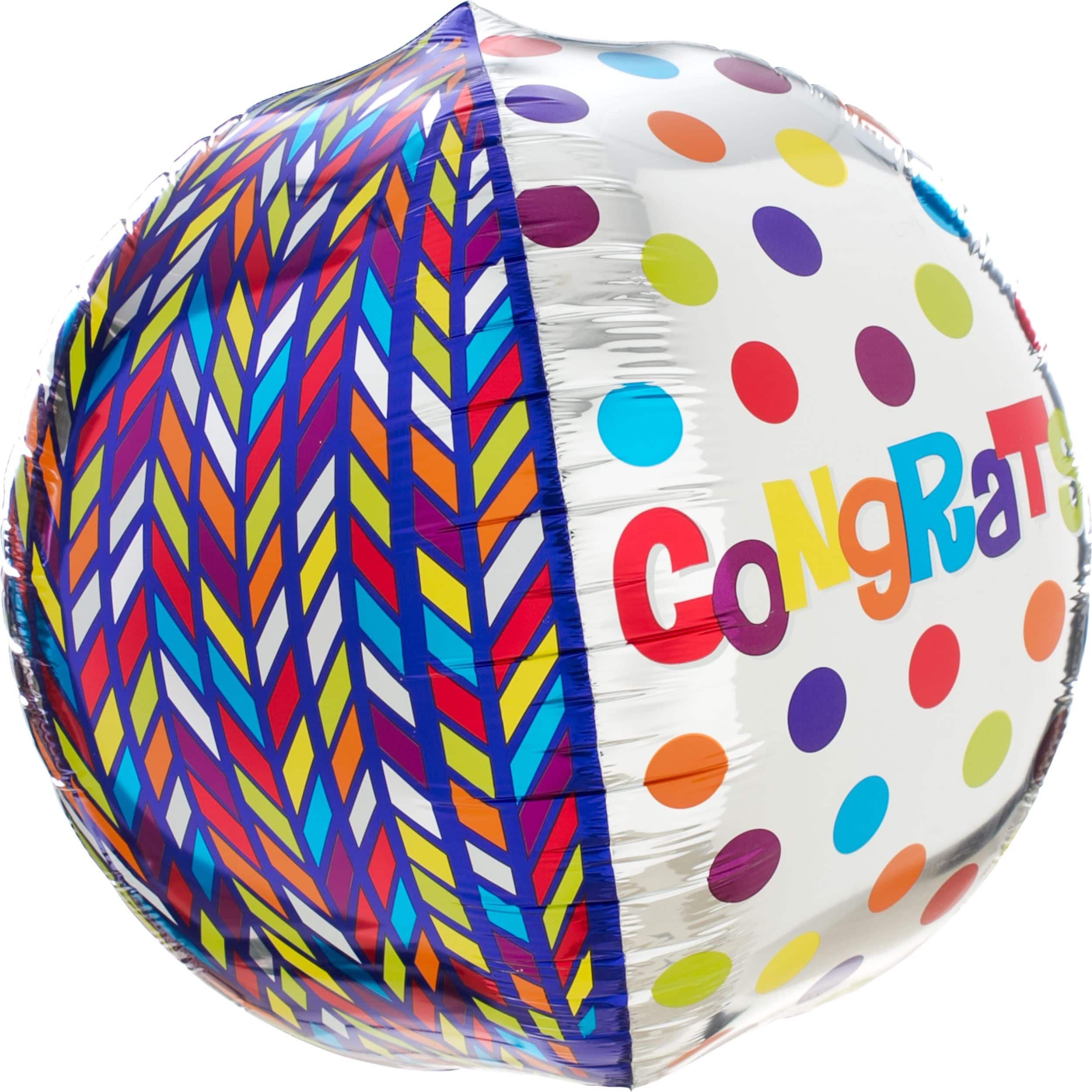 Ballon En Aluminium Satiné Orbz Congrats Multicolore à Pois 16 Po