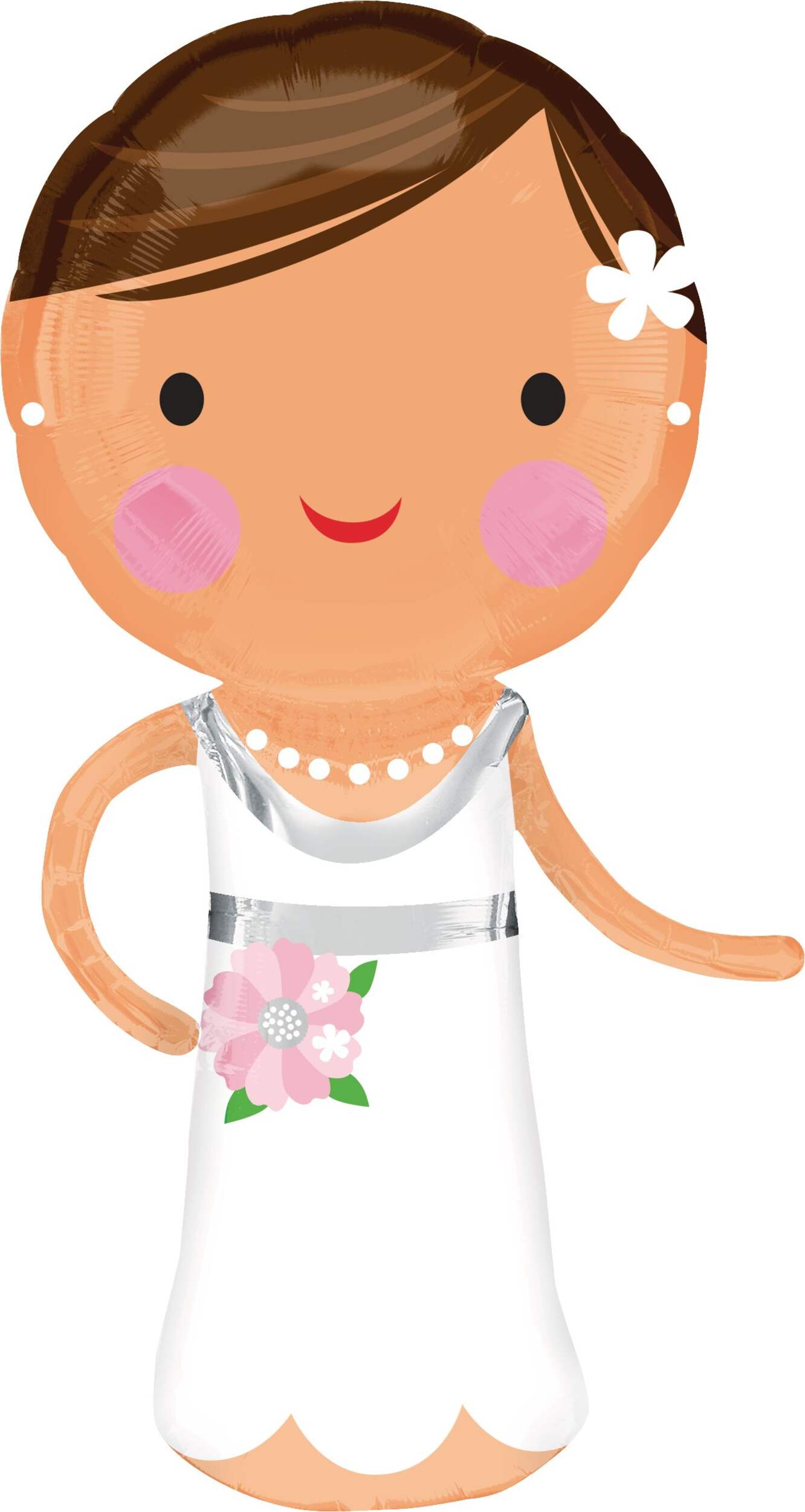 Ballon Géant de Mariage Mariée, 0,6 x 1,2 m Front_Flat