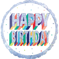 Prismatic Rainbow Happy Birthday Balloon, 18-in Front_Flat