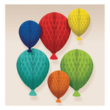 Birthday Balloon Honeycomb Hanging Decorations, Multi-Coloured, 18.5-in, 6-pk, for Birthday Party Front_Flat