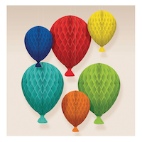Birthday Balloon Honeycomb Hanging Decorations, Multi-Coloured, 18.5-in, 6-pk, for Birthday Party Front_Flat