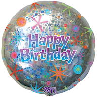 Ballon en aluminium satiné rond Happy Birthday, argent, 32 po, gonflement à l'hélium et ruban inclus, pour fête d'anniversaire