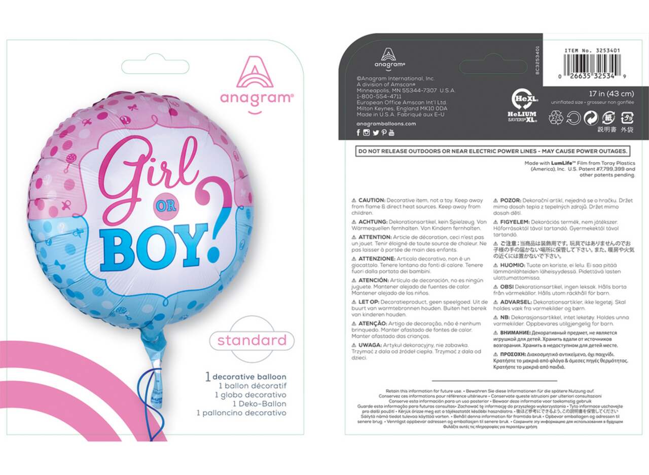 Palloncino Foil 18'' Girl o Boy? – The Colours of Balloons