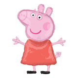 Nickelodeon Peppa Pig Satin Foil Balloon, Pink/Red, 33-in, Helium Inflation & Ribbon Included for Birthday Party Front_Flat