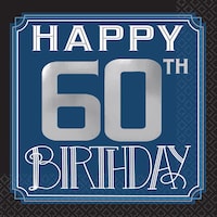 Serviettes à boissons rétro Happy 60th Birthday, paq. 16 Overhead_Flat