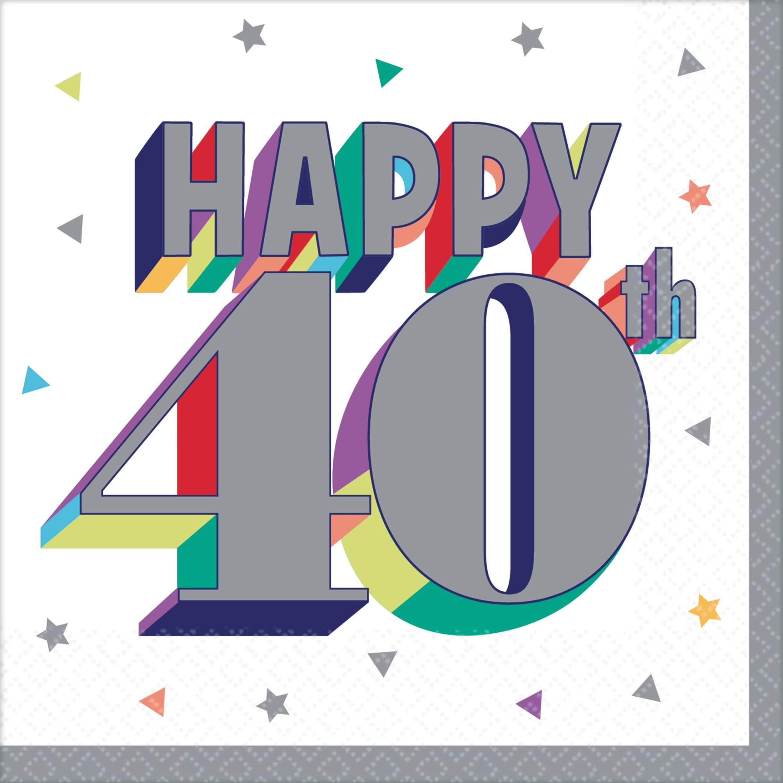 Serviettes à boisson Joyeux 40e anniversaire, paq. 16 Overhead_Flat