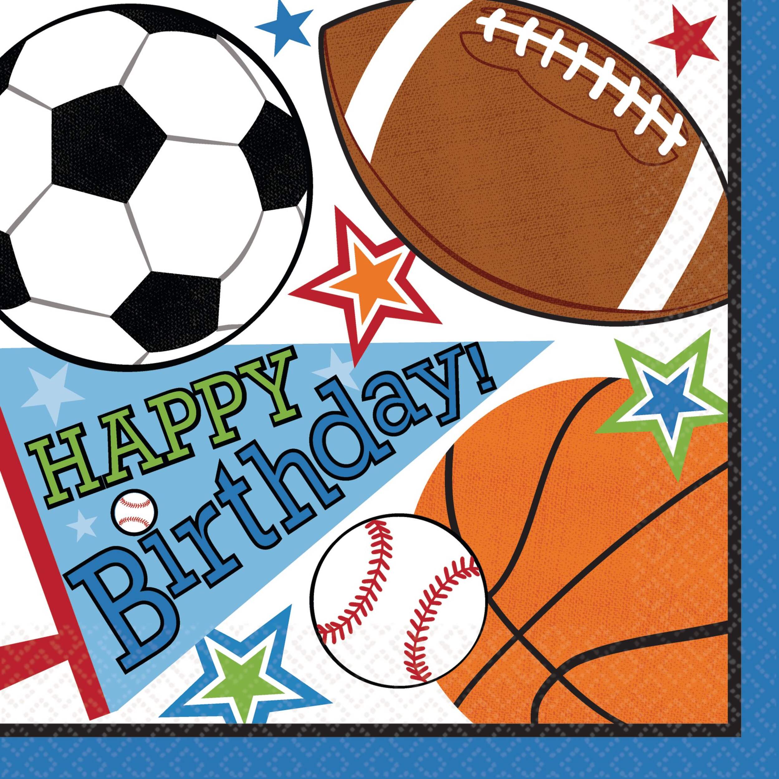 Serviettes de table de fête sport, paquet économique Overhead_Flat