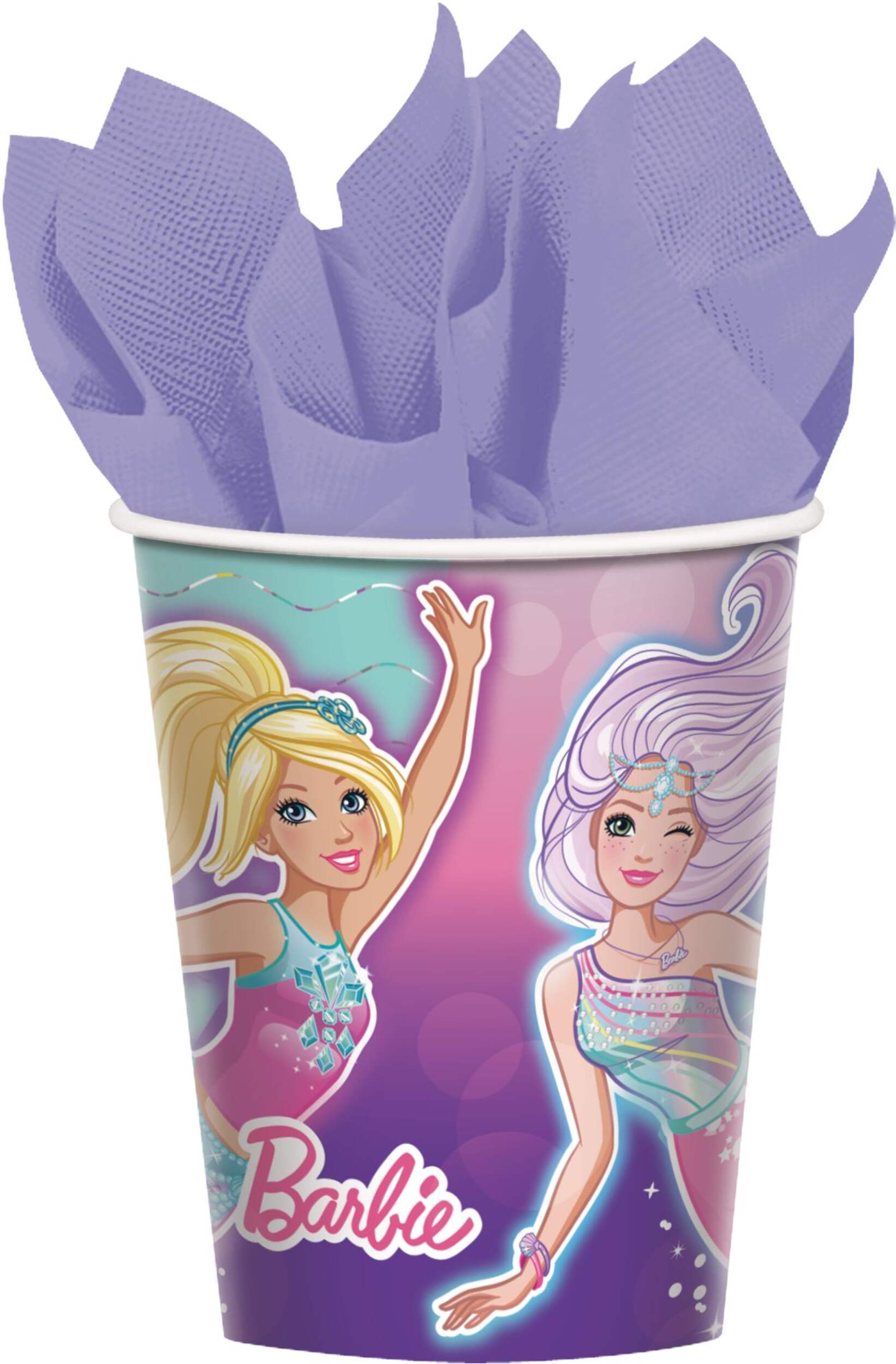 Barbie Mermaid Party Paper Cups, 8-pk Front_Flat