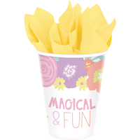 Unicorn Birthday Party Disposable Paper Cups, 9-oz, 8-pk Front_Flat
