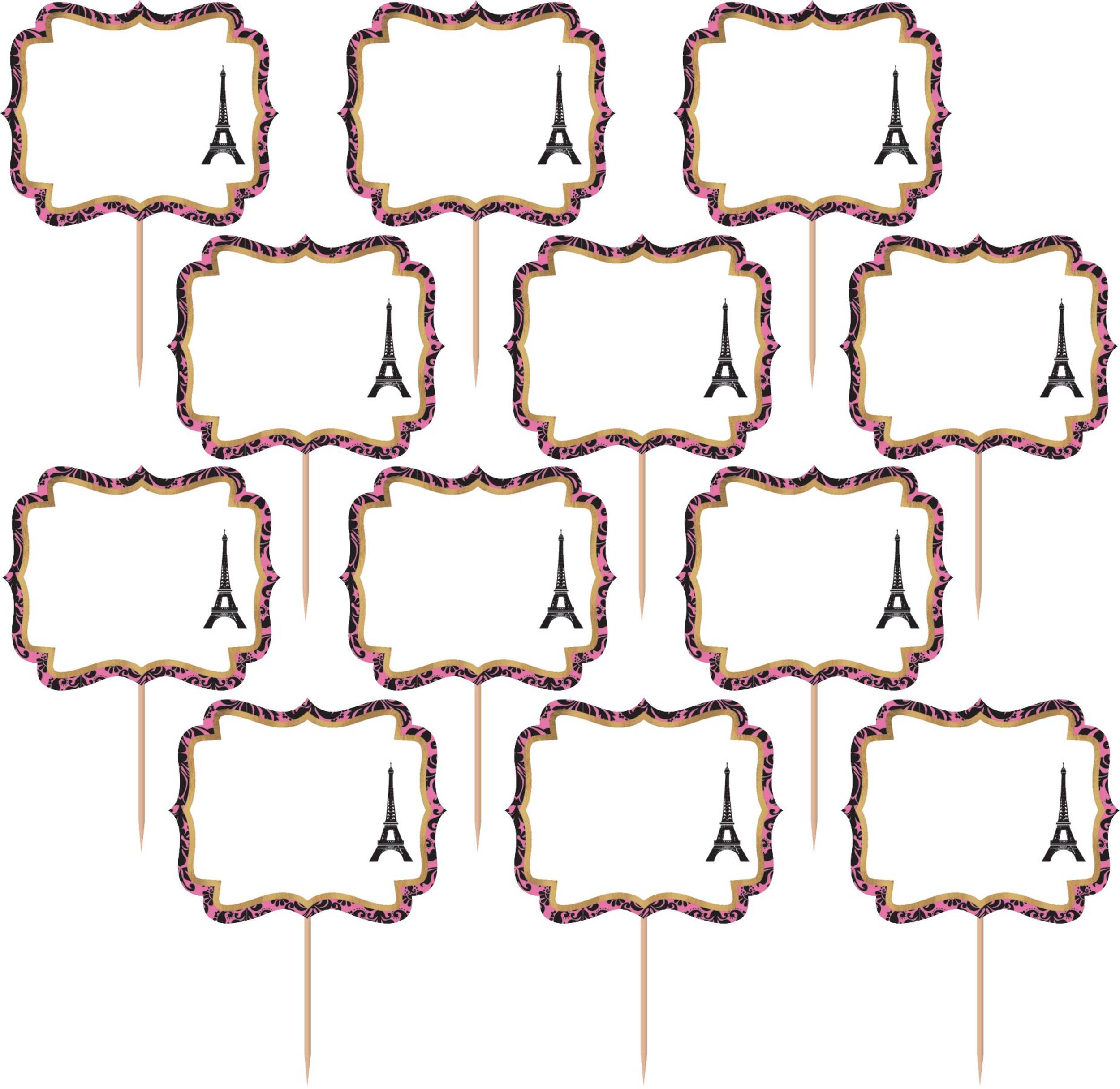 Étiquettes sur cure-dents Un jour à Paris, paq. 24 Front_Flat