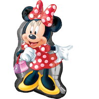 Ballon en aluminium satiné Disney Minnie Mouse, rouge/noir, à pois, 32 po, gonflement à l'hélium et ruban inclus, pour fête d'anniversaire