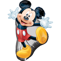 Disney Mickey Mouse Satin Foil Balloon, Red/Black, 31-in, Helium Inflation & Ribbon Included for Birthday Party Decorations Front_Flat