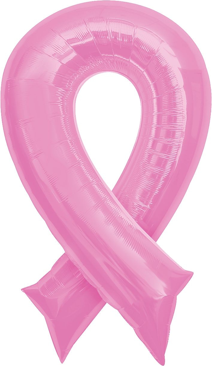 Breast Cancer Awareness Ribbon Satin Foil Balloon, Pink, 36in, Helium Inflation & Ribbon