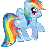 My Little Pony Rainbow Dash Satin Foil Balloon, Blue/Multi-Coloured, 38-in, Helium Inflation & Ribbon Included for Birthday Party Front_Elevated