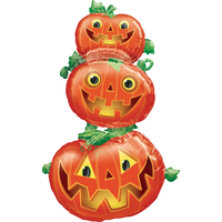 Giant Stacked Halloween Jack-o'-Lantern Foil Balloon, Helium Inflation Included, 61-in Front_Flat