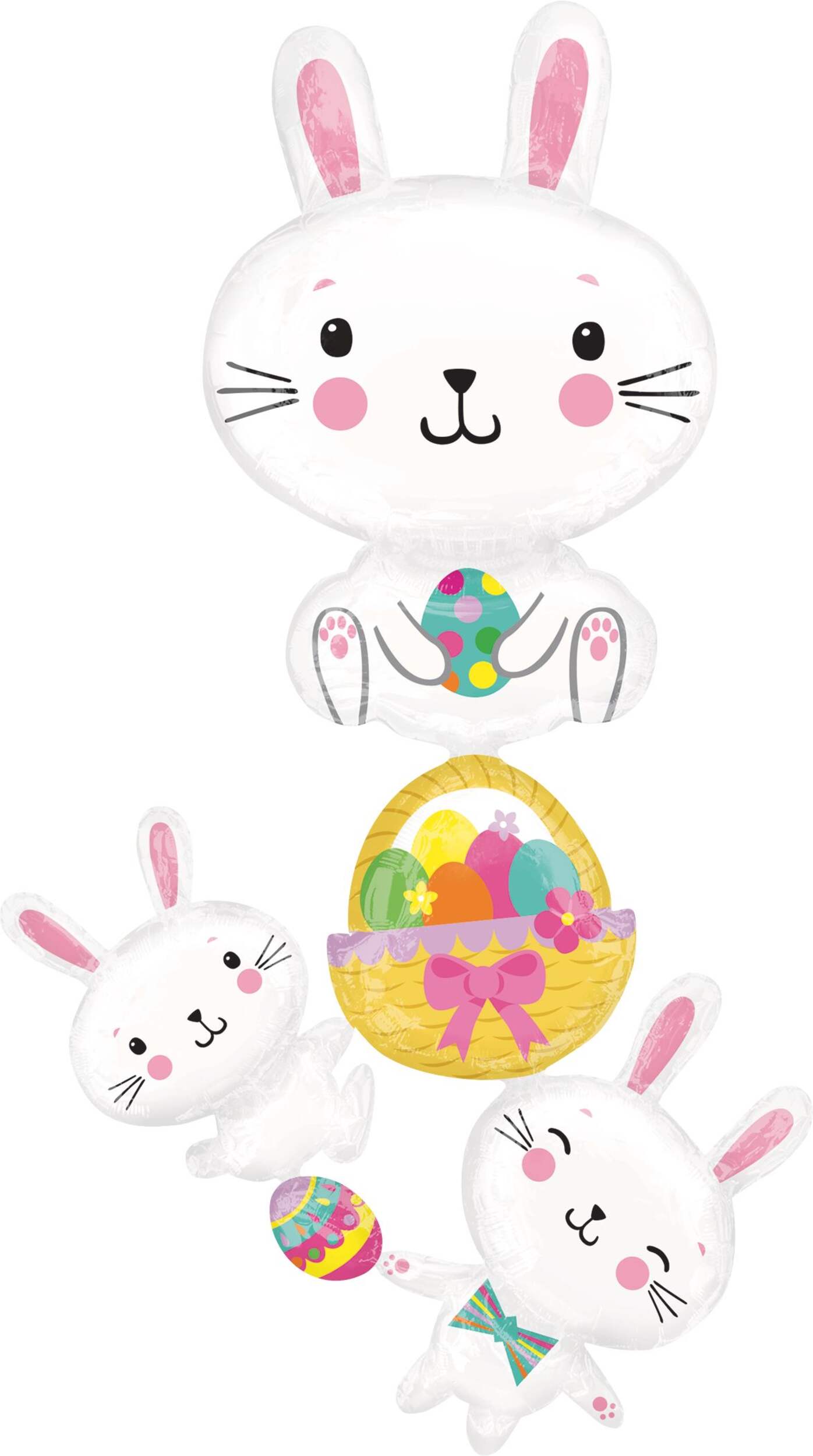 Easter Bunny Cluster Foil Balloon, Helium Inflation Included, 61-in Front_Flat