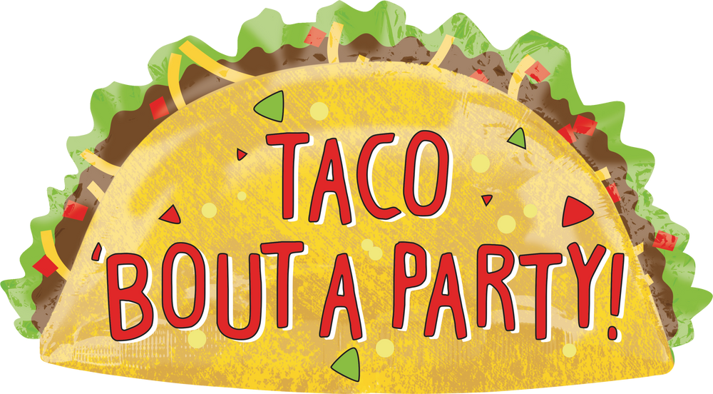 Taco Foil Balloon for Fiesta/Birthday Party, Helium Inflation Included