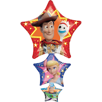Ballon en aluminium superposé satiné étoile Disnez Pixar Histoire de jouets Woody/Forky/Buzz, rouge/bleu, 42 po, gonflement à l'hélium et ruban inclus, pour fête d'anniversaire Front_Flat