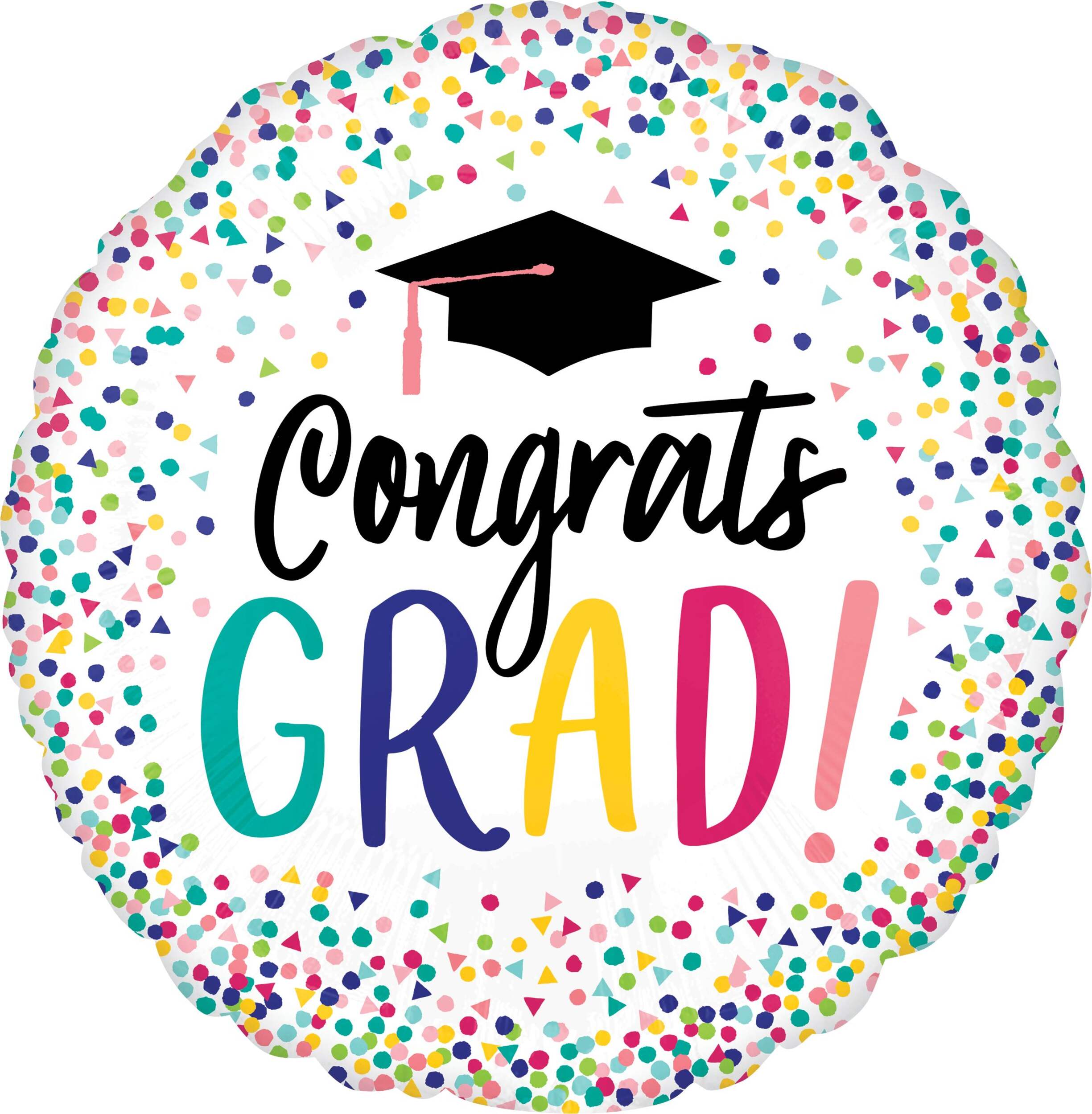 Giant Congrats Grad Foil Balloon, Helium Inflation Included, 28-in Front_Flat