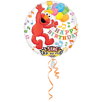 Ballon d’anniversaire en aluminium Singing Elmo, gonflage à l’hélium inclus, 28 po Front_Flat