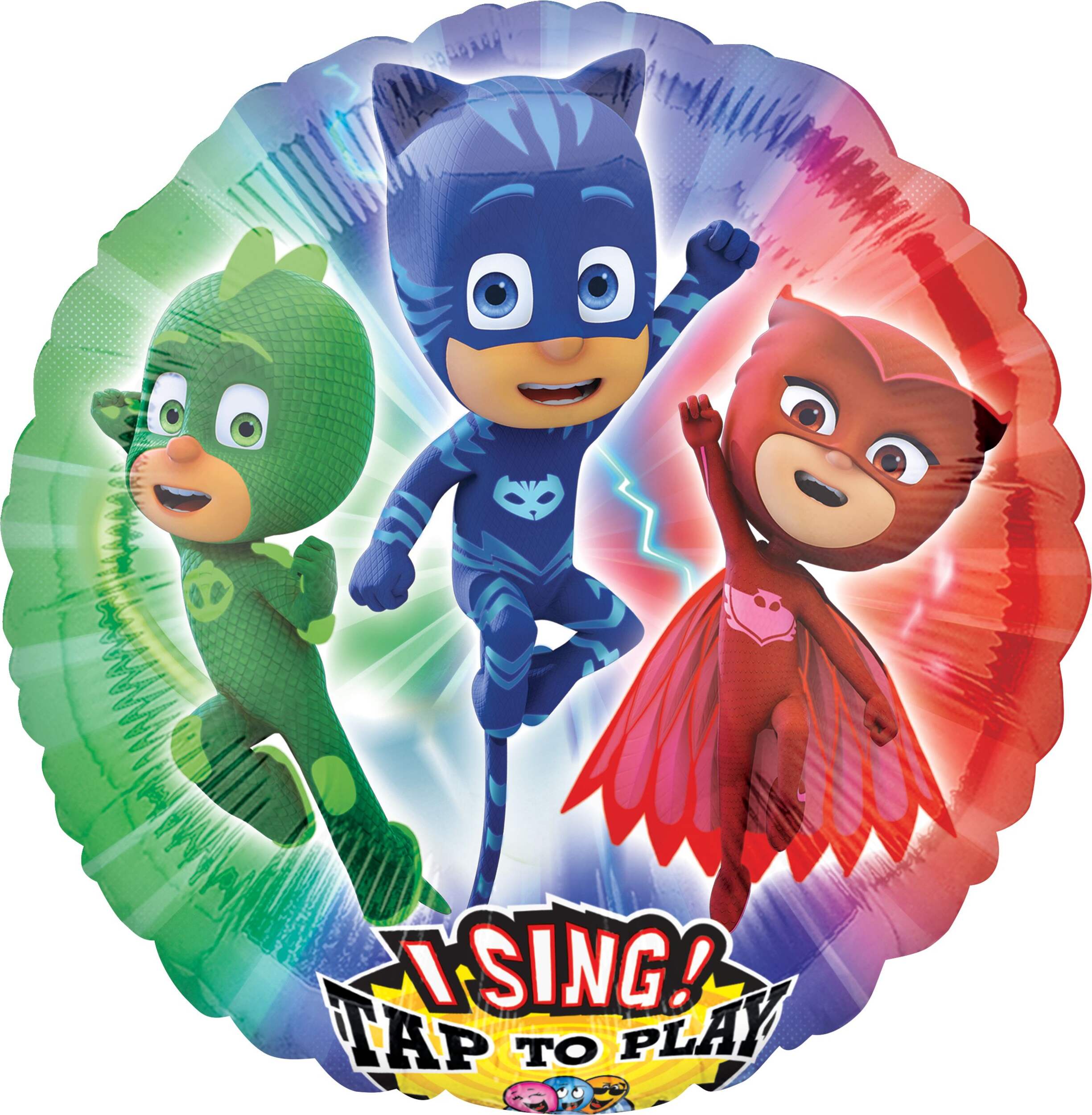 Singing PJ Masks Foil Balloon for Birthday Party, Helium Inflation Included, 28-in Front_Flat