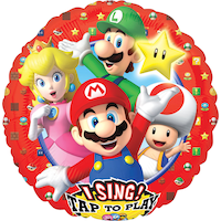 Ballon d’anniversaire en aluminium Singing Super Mario Brothers, gonflage à l’hélium inclus, 28 po Front_Flat