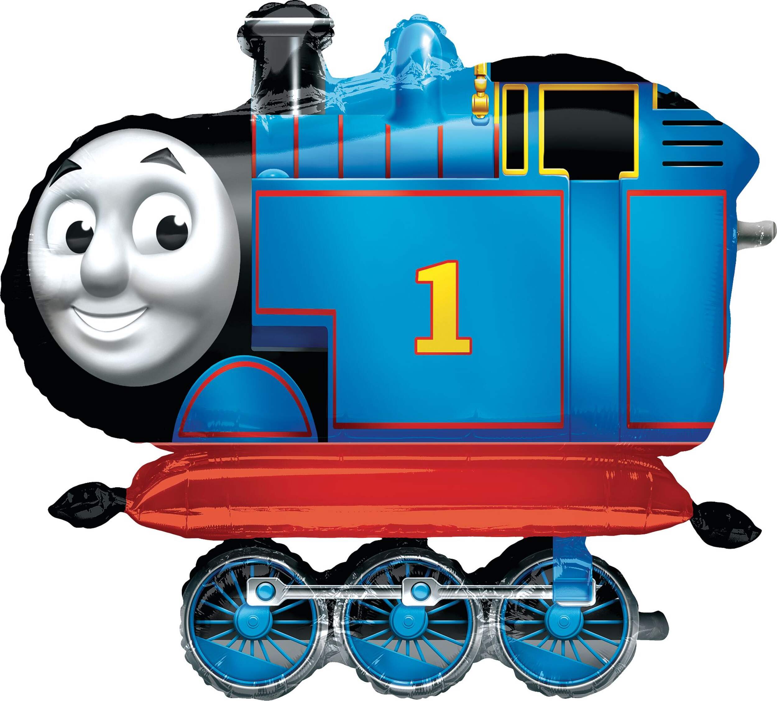 Gliding Thomas the Tank Engine Foil Balloon for Birthday Party, Helium Inflation Included, 36-in Front_Flat
