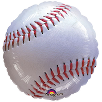 Baseball Satin Foil Balloon, White/Red, 17-in, Helium Inflation & Ribbon Included for Sports Party