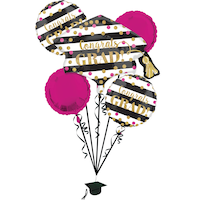 Bouquet de ballons géant de remise des diplômes, à confettis, prismatiques, avec poids à ballons, gonflage à l’hélium compris, paq. 6 Front_Flat