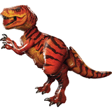 Jurassic World T-Rex Dinosaur Satin Giant Gliding Air-Walker Foil Balloon, Orange, 68-in, Helium Inflation & Ribbon Included for Birthday Party Front_Angled_Left