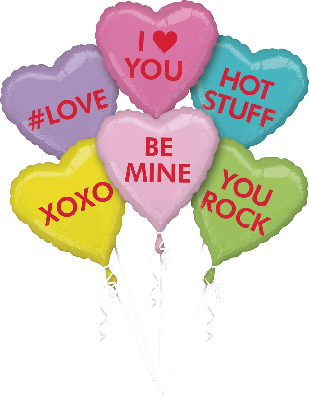 Ballons en aluminium conversation pour la Saint-Valentin/l'amour, gonflés à  l'hélium, couleurs pastel, paq. 6