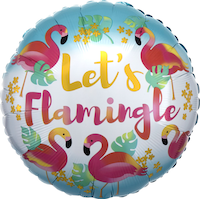 Let's Flamingle Foil Balloon for Summer/Luau/Tropical Party, Helium Inflation Included, 17-in Front_Flat