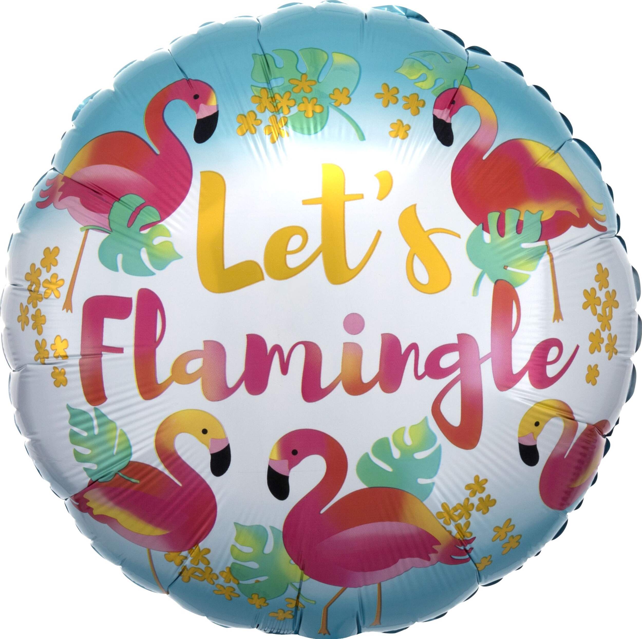 Let's Flamingle Foil Balloon for Summer/Luau/Tropical Party, Helium Inflation Included, 17-in Front_Flat