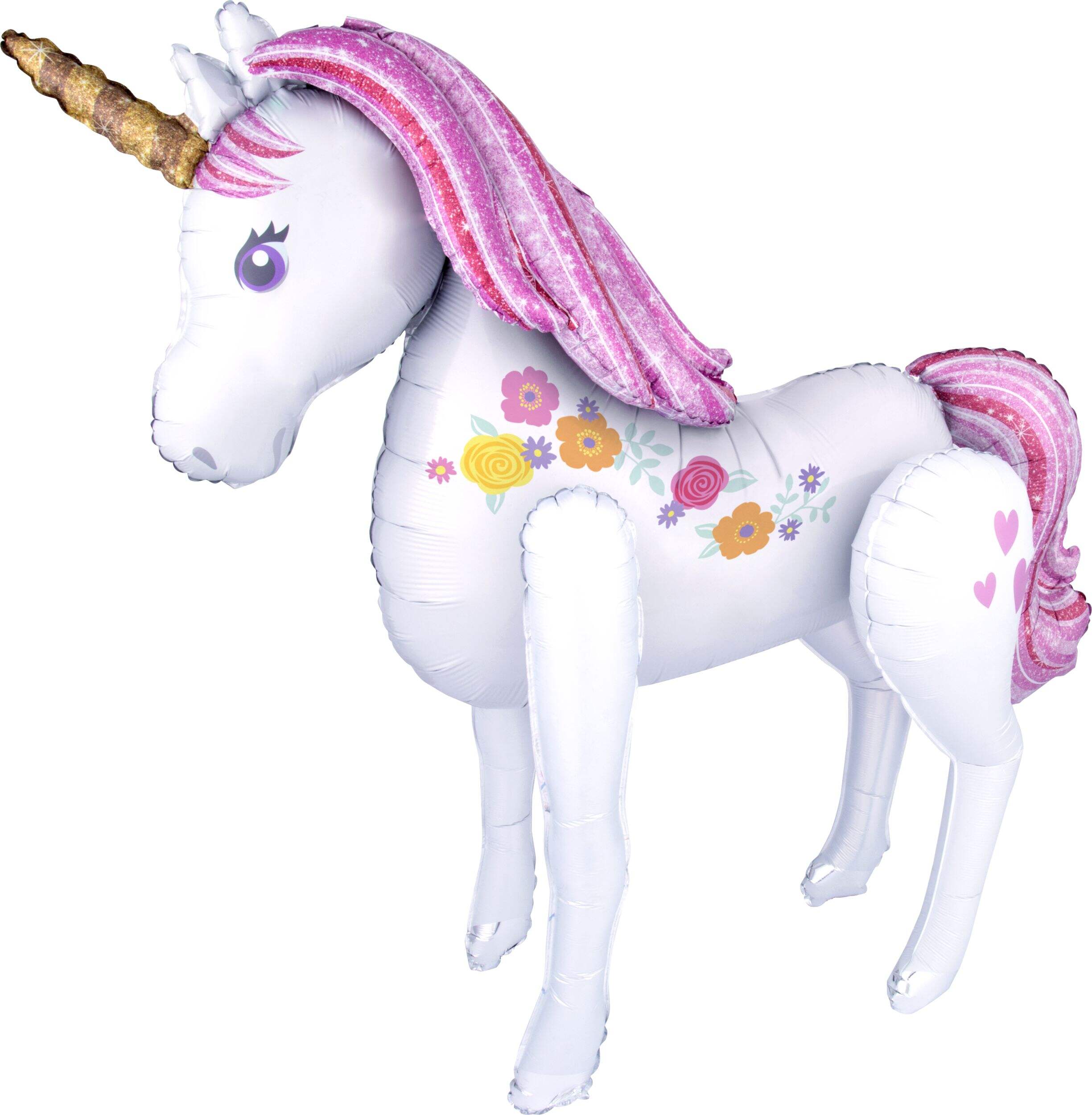 Magical Unicorn Gliding Foil Balloon for Birthday Party, Helium Inflation Included, 46-in Front_Angled_Left