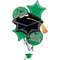 Bouquet de ballons en aluminium « Congrats Graduate », gonflage à l’hélium inclus, 6 pièces Front_Flat