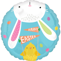 Hello Bunny Easter Balloon, 17-in Front_Flat