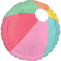 Just Chillin' Beach Ball Foil Balloon for Summer/Pool Party, Helium Inflation Included, 17-in Front_Flat